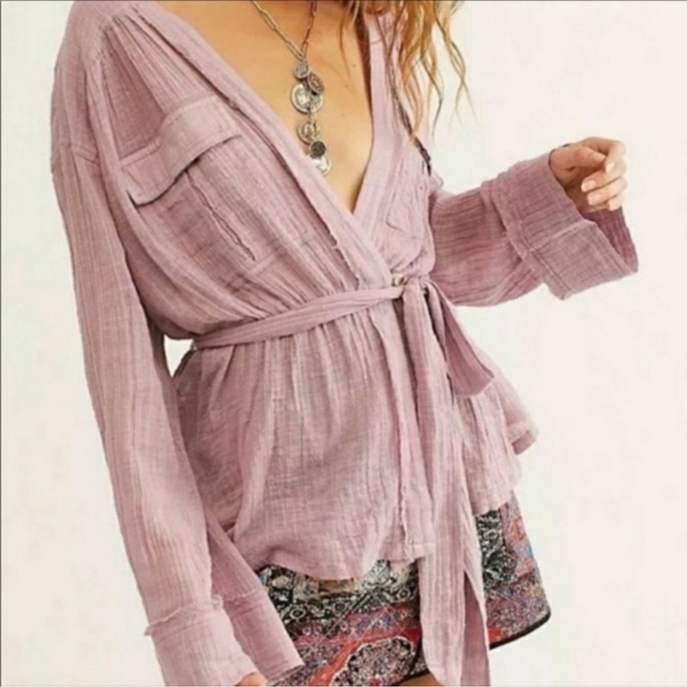 Free People Mauve Wrap Blouse